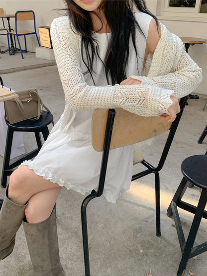 💕現貨秒出🍓Chic韓國係夏季法式木耳邊無袖連身裙