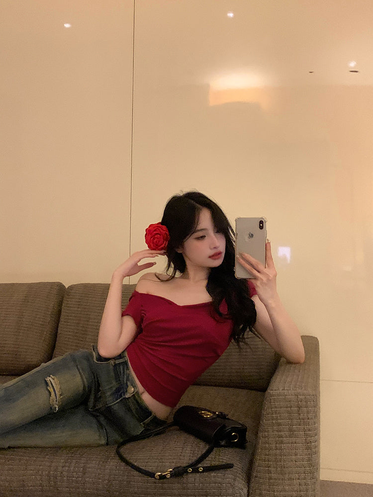 辣妹簡約收腰緊身短T
