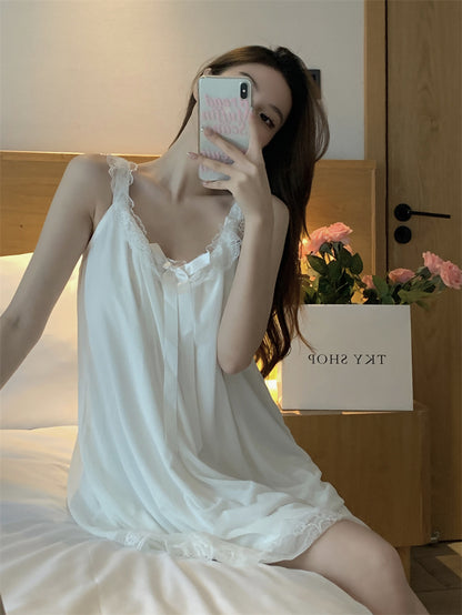 💕現貨秒出🍓法式居家性感蕾絲吊帶公主睡衣裙