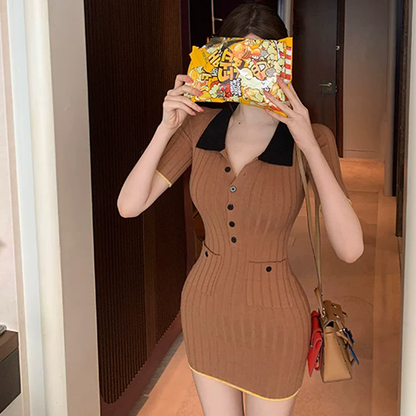 韓系美拉德小香風連衣裙