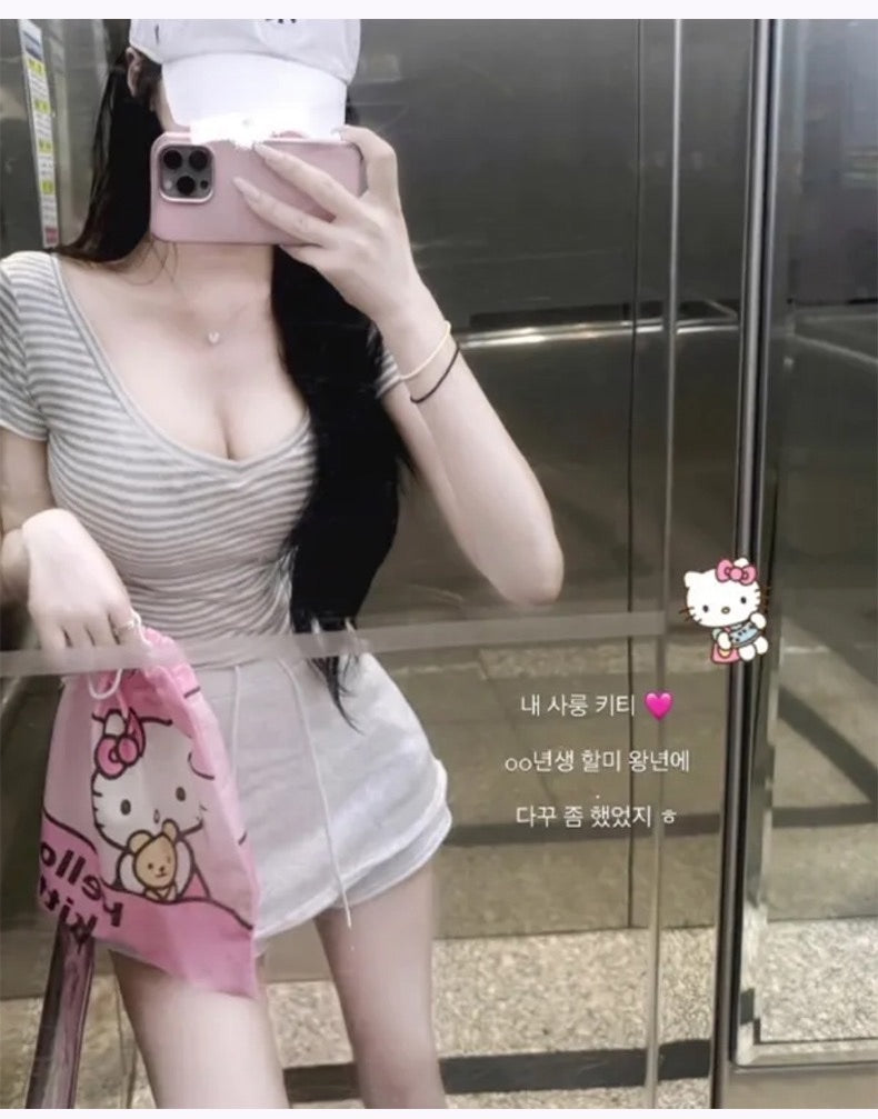 💕現貨秒出🍓氣質百搭露鎖骨修身短款
