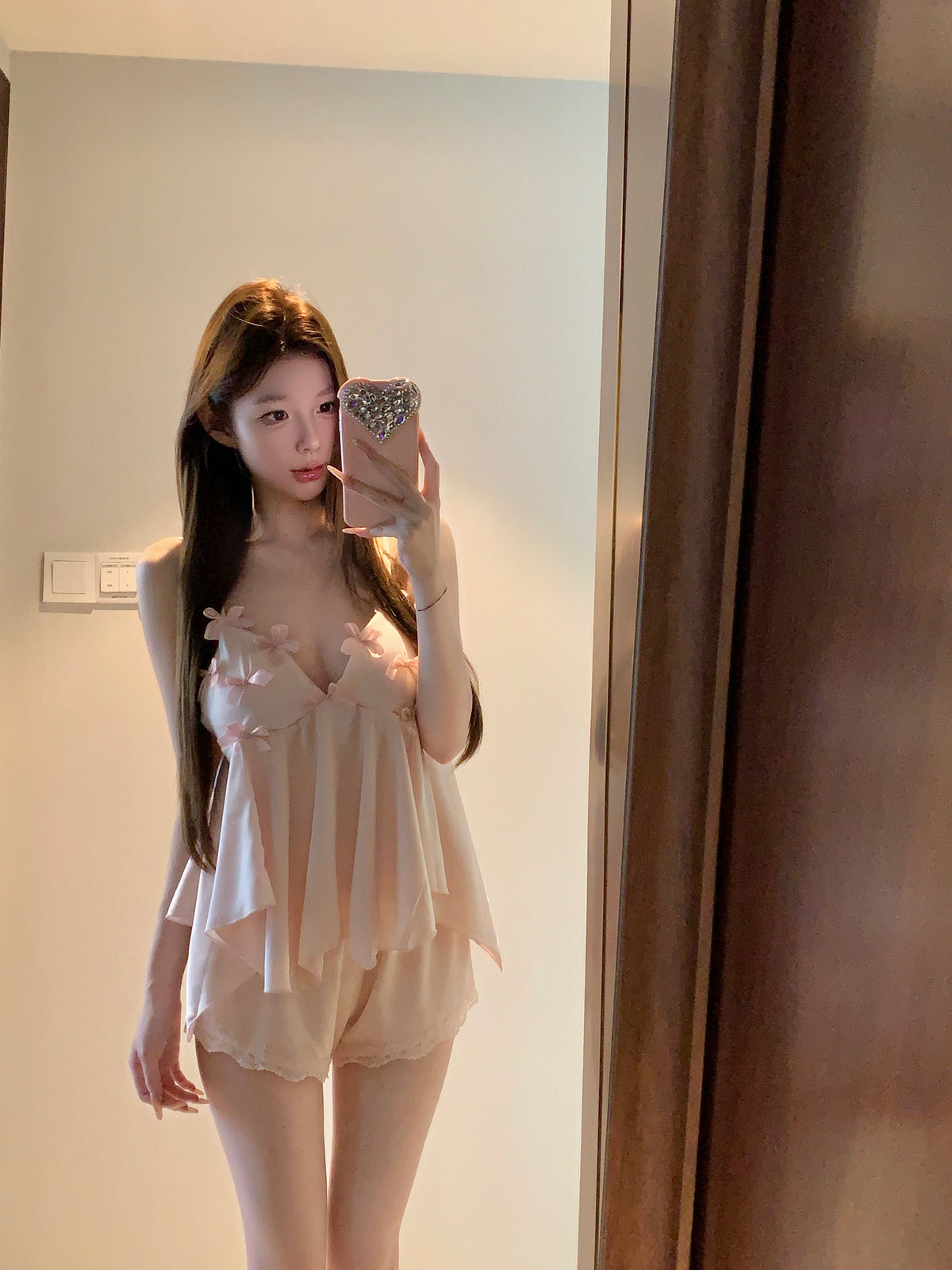 💕現貨秒出🍓睡覺也要有儀式感蝴蝶結冰絲睡衣組